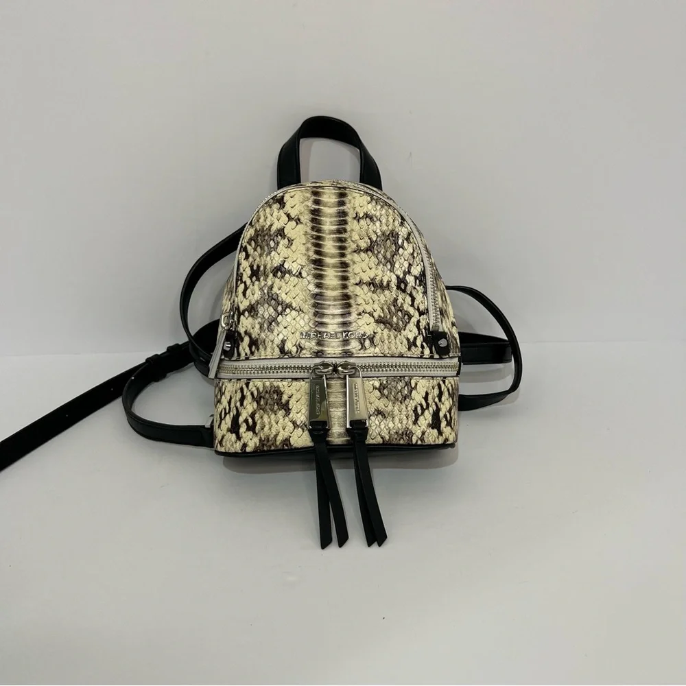 Michael Kors Rhea Mini Snake-Embossed Leather Backpack